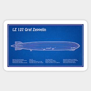 LZ 127 Graf Zeppelin Airship Blueprint Plans - AD Sticker